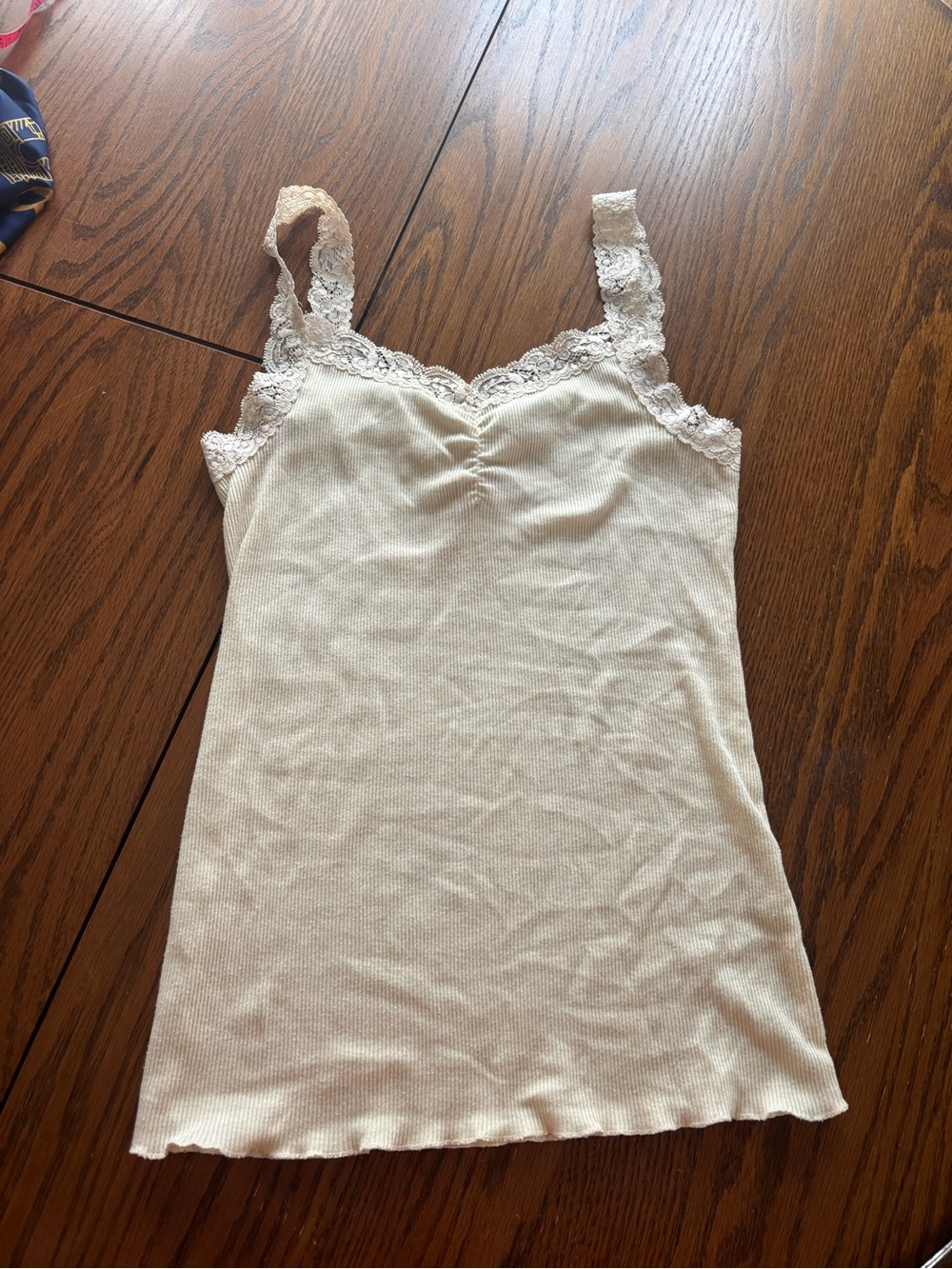 VTG Y2K Bongo lace trim cami babydoll tank top cream size M